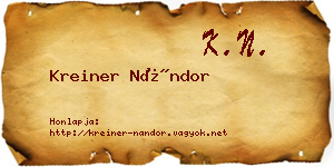 Kreiner Nándor névjegykártya