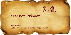 Kreiner Nándor névjegykártya